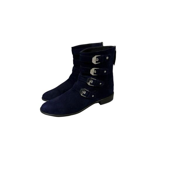Women's Navy Suede Ankle Boots NWT - Picture 2 of 10